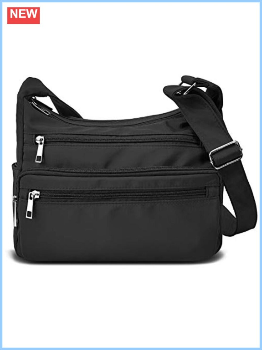 RFID Nylon Multi Pocket Crossbody Bag Lightweight Travel Handbag